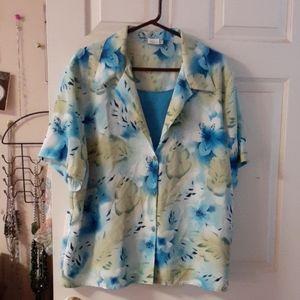 Built in cami Hawaiian print shirt